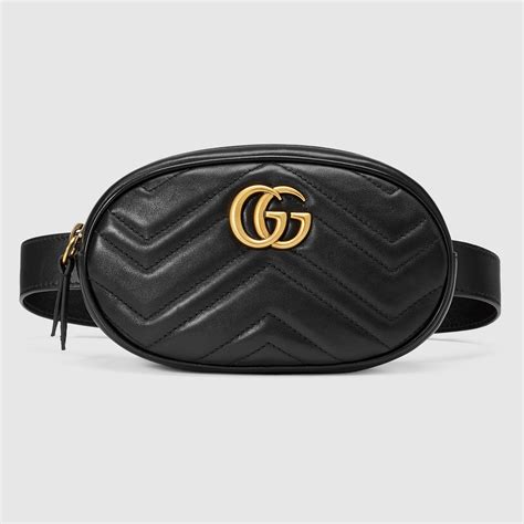 gucci belt bag black leather|Gucci waist bag black.